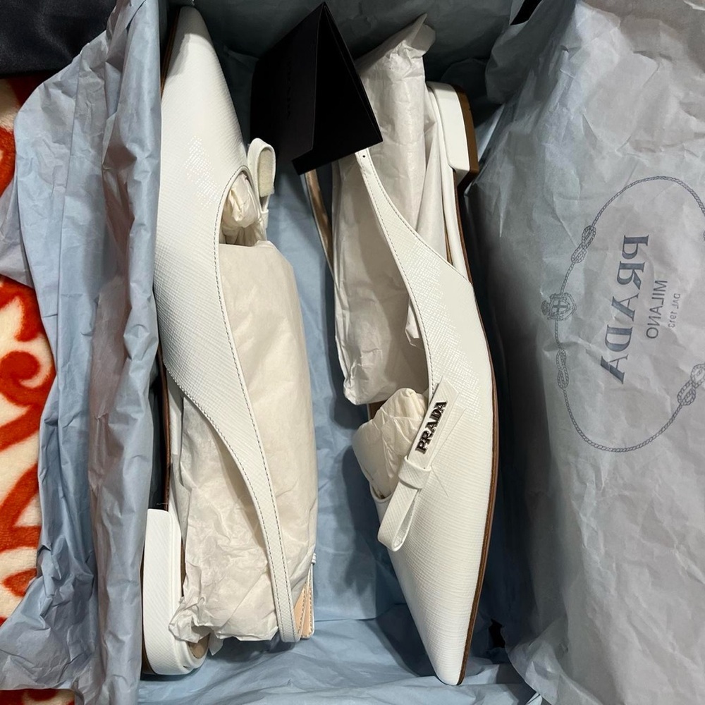 Prada White Loafers Chic Flats